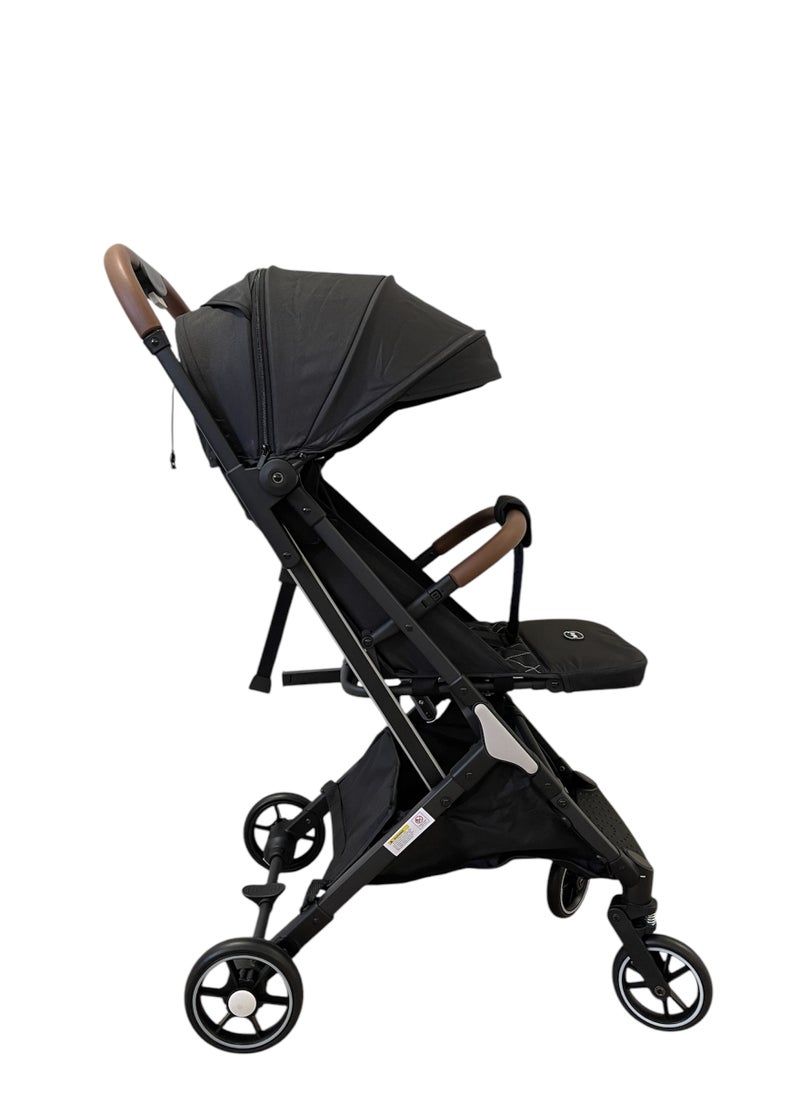 burbay An easy-to-fold baby stroller used on planes and trains, leather handle, foot brake, 360-degree wheels  - Image 3