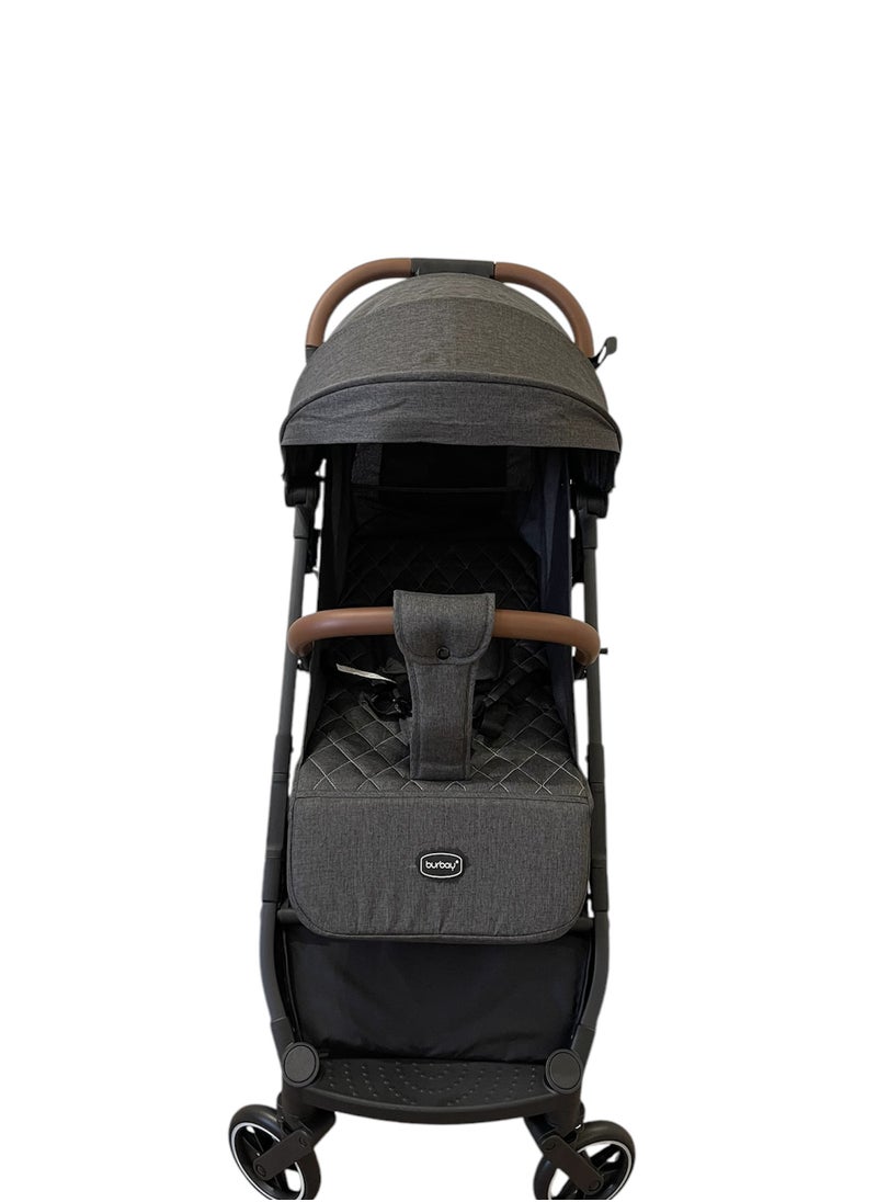 burbay An easy-to-fold baby stroller used on planes and trains, leather handle, foot brake, 360-degree wheels  - Image 5