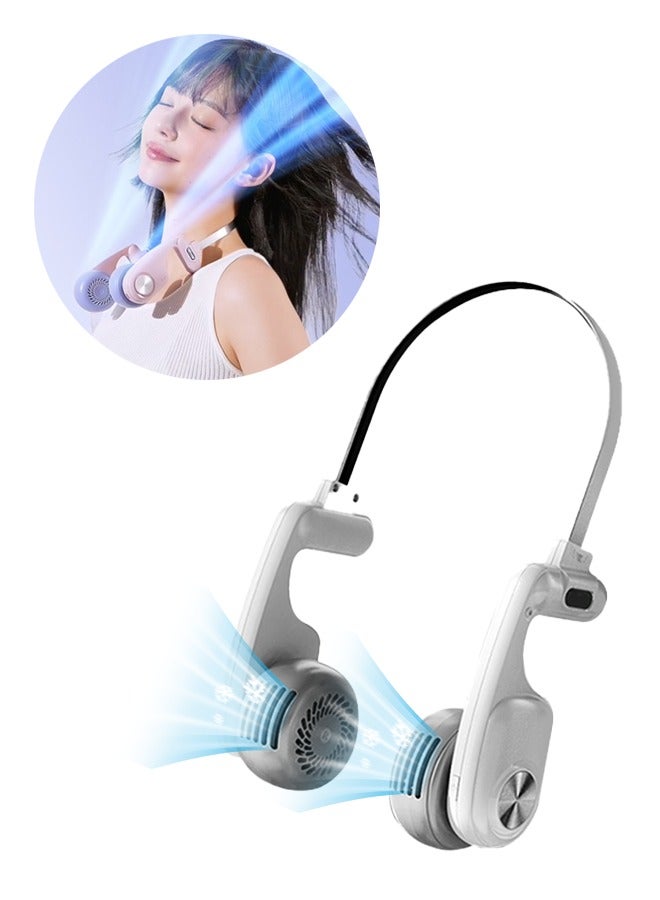 Portable Neck Fan, Bladeless Design with 360° Surround Airflow, 5 Wind Speeds, Quiet & Safe, Type-C Rechargeable, Lightweight Hands-Free Fan for Outdoor, Office, Gym - Image 1