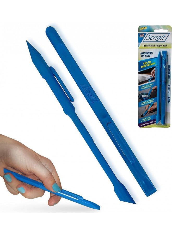 Scrigit Scraper No-Scratch Plastic Scraper Tool, 2 Pack - The Handy Multi-Use Scraping Tool for Removing Food, Labels, Stickers, Paint, Grease - Easy to Hold, Reaches Tight Spaces and Crevices - Image 1