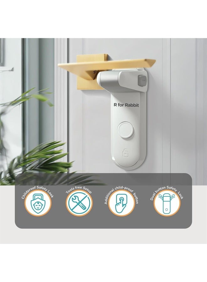 R for Rabbit حاجز مقبض الباب بروتيكتور بلس للأطفال | قفل أمان للأطفال لمقابض الرافعة | معتمد EN71 | لاصق 3M للأطفال | مادة ABS (1 وحدة) - Image 5