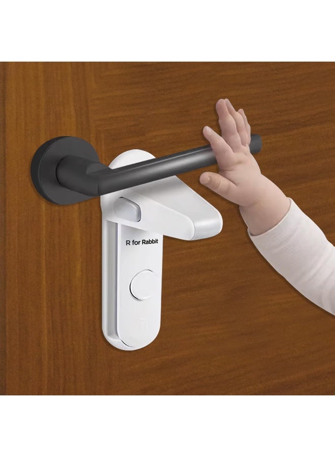 R for Rabbit حاجز مقبض الباب بروتيكتور بلس للأطفال | قفل أمان للأطفال لمقابض الرافعة | معتمد EN71 | لاصق 3M للأطفال | مادة ABS (1 وحدة) - Image 1