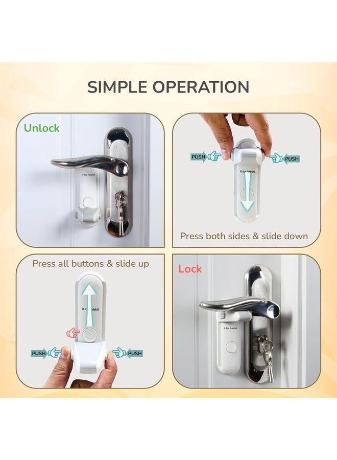 R for Rabbit حاجز مقبض الباب بروتيكتور بلس للأطفال | قفل أمان للأطفال لمقابض الرافعة | معتمد EN71 | لاصق 3M للأطفال | مادة ABS (1 وحدة) - Image 4