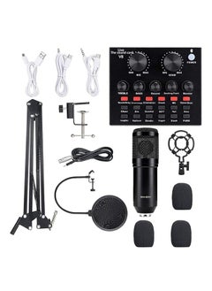 Generic Podcast Equipment Set Bm 800 Mic Kit With V8 Live Sound Card Condenser Pc Gaming Mic With Professional Audio Mixer Prefect For Streaming Computer Singing Youtube Recording Black  - Image 1