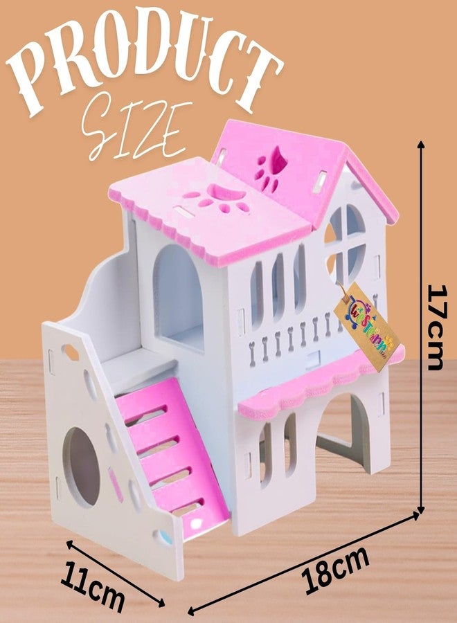 ويستيرن إرا فيلا سويسرية من الفوم للهامستر من العصر الغربي | مخبأ من طابقين مع شرفة | مأوى مريح للحيوانات الأليفة من الفوم للجرذان والفئران والحيوانات الأليفة الصغيرة | متين وسهل التركيب | بيت لعب ونوم لطيف - Image 3