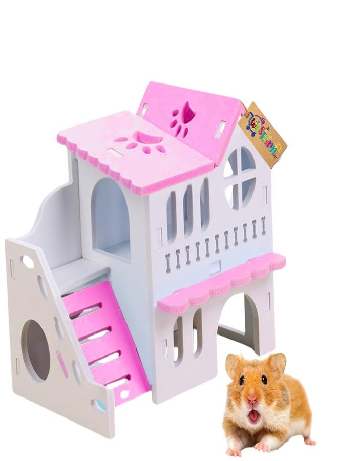 ويستيرن إرا فيلا سويسرية من الفوم للهامستر من العصر الغربي | مخبأ من طابقين مع شرفة | مأوى مريح للحيوانات الأليفة من الفوم للجرذان والفئران والحيوانات الأليفة الصغيرة | متين وسهل التركيب | بيت لعب ونوم لطيف - Image 1