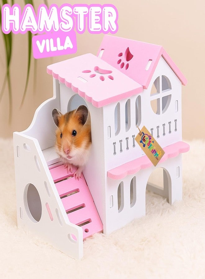 ويستيرن إرا فيلا سويسرية من الفوم للهامستر من العصر الغربي | مخبأ من طابقين مع شرفة | مأوى مريح للحيوانات الأليفة من الفوم للجرذان والفئران والحيوانات الأليفة الصغيرة | متين وسهل التركيب | بيت لعب ونوم لطيف - Image 2