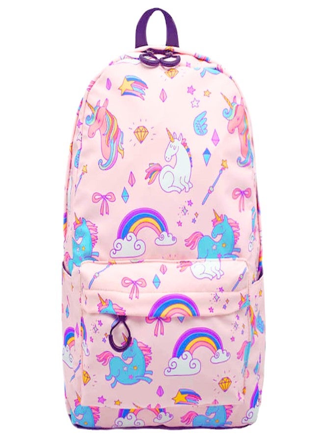 ALGROWD GIRLS COLLAGE BAG LARGE CAPACITY 40L CARRY ALL COLLAGE AND SCHOOL BOOKS WATER RASISTANT PINK COLOR AND UNICORN DESIGN - Image 1