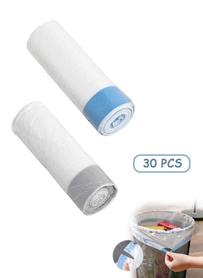 30 Pcs Drawstring Trash Bags, Durable Large Capacity Thickened Trash Bags, Multi Purpose Garbage Bag for Office Living Room Kitchen and Bathroom (Blue+Gray+White) - Image 1