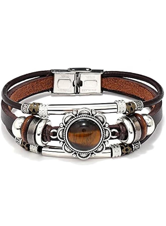 Arabest Bohemia Leather Bracelets for Women Multilayer Turquoise Bracelets with Genuine Leather Boho Western Style Jewelry for Men and Woman  - Image 1