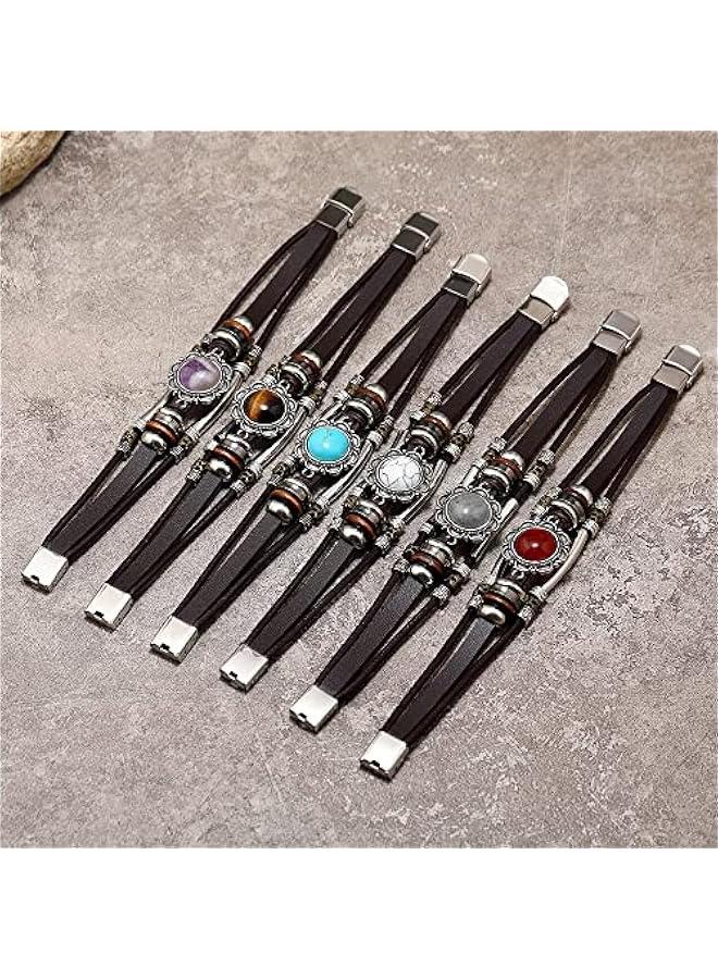 Arabest Bohemia Leather Bracelets for Women Multilayer Turquoise Bracelets with Genuine Leather Boho Western Style Jewelry for Men and Woman  - Image 2