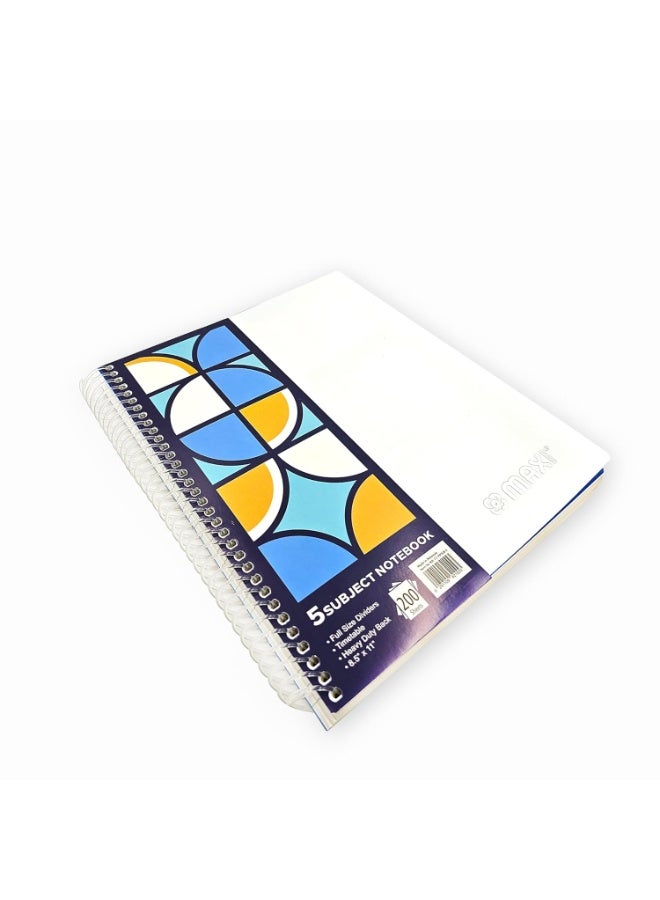 Maxi 1-Piece Five Subject Notebook With Nylon Cover Assorted Colours - Image 2