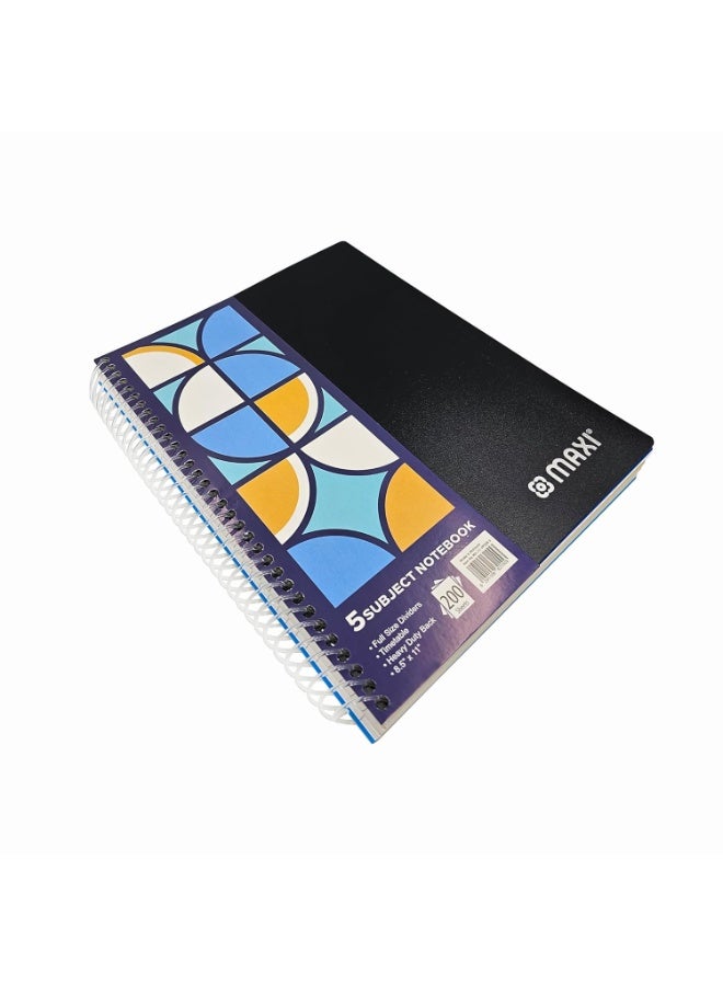 Maxi 1-Piece Five Subject Notebook With Nylon Cover Assorted Colours - Image 3