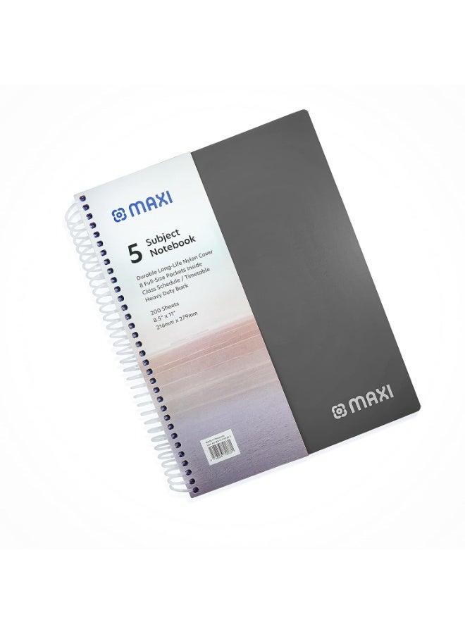 Maxi 1-Piece Five Subject Notebook With Nylon Cover Assorted Colours - Image 1