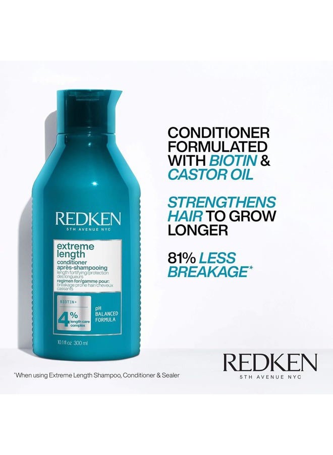 REDKEN بلسم ريدكن إكستريم لينث | لنمو الشعر | يقوي ويعزز ويرطب الشعر | مدعوم بالبيوتين | 10.1 أونصة سائلة (عبوة واحدة) - Image 3