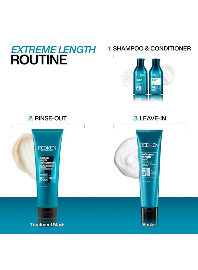 REDKEN بلسم ريدكن إكستريم لينث | لنمو الشعر | يقوي ويعزز ويرطب الشعر | مدعوم بالبيوتين | 10.1 أونصة سائلة (عبوة واحدة) - Image 4