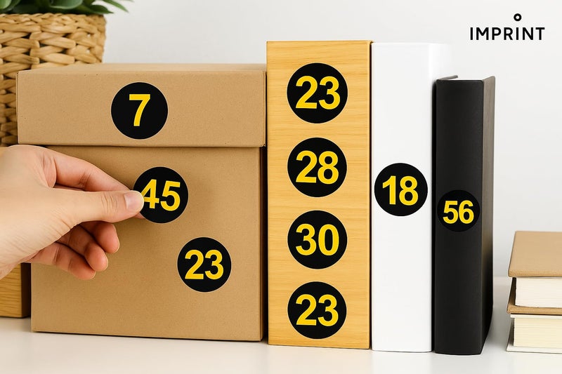 IMPRINT Self Adhesive PVC Number Stickers 1 to 80, 2 Inch Diameter, Round Black and Yellow Color - Image 5
