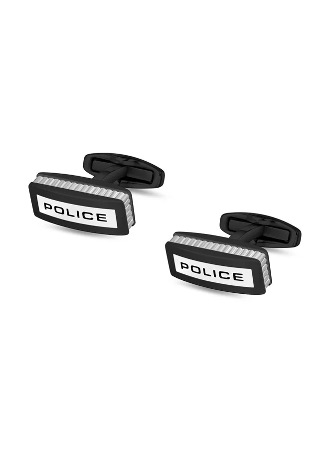 POLICE Ridgeline Rectangular Stainless Steel Cufflinks for Men