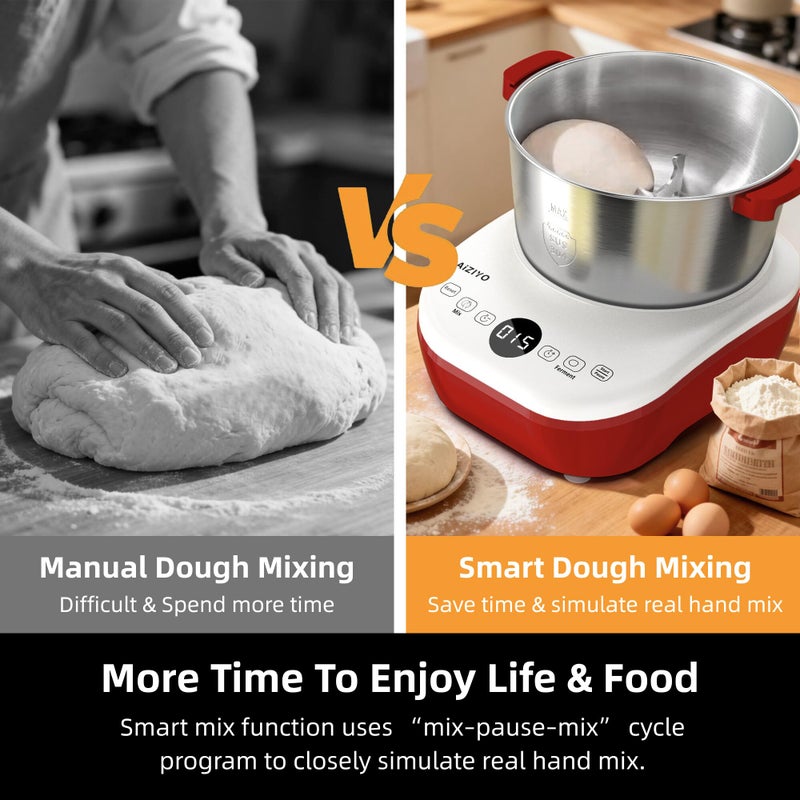 AIZIYO DoughChief, 5.3QT Dough Mixer, Dough Maker with Ferment Function, Touch Panel Control, 304 Stainless Steel Bowl, Removeable lid, Dough Proofing Box for Pizza, Bread, Pasta & Mochi - Image 3