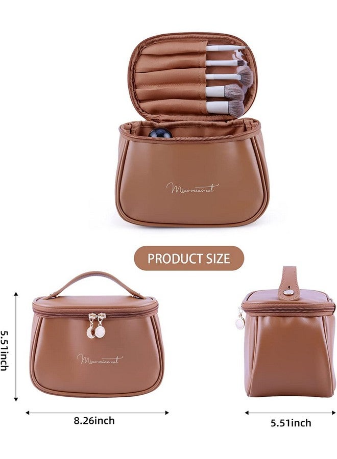 Black Sparrow Makeup Bag, Portable Cosmetic Bag, Large Capacity Travel Makeup Organizer, Leather Cosmetic Brush Case for Women Toiletry Bag for Girls with Handle and Divider - Image 2