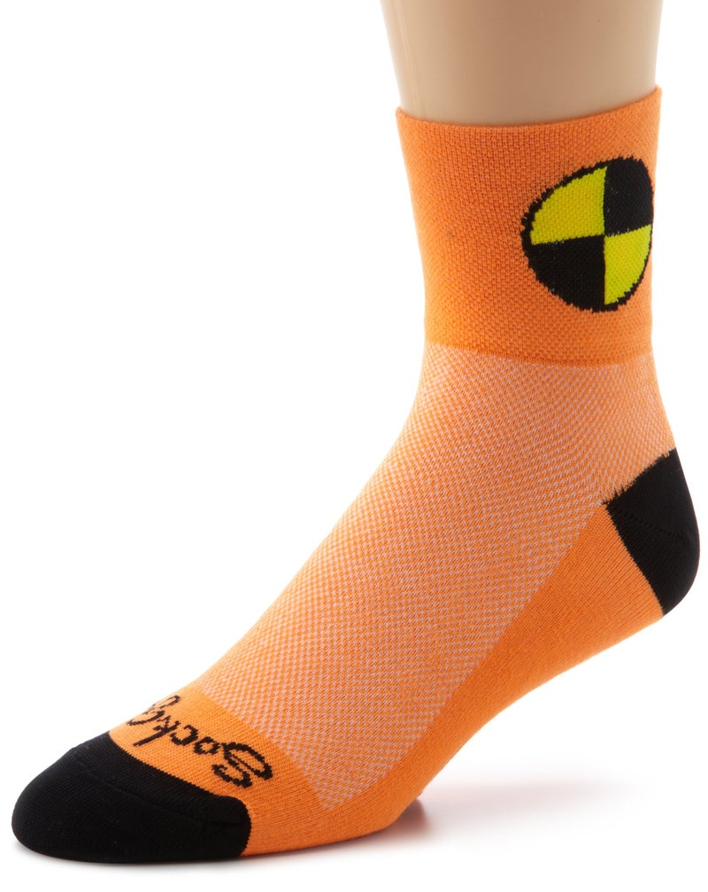 SockGuy Men's Crash Test Dummy Socks, Orange, Small/Medium - Image 1