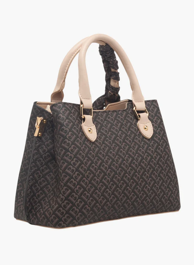 فلورا بيلا من شو إكسبرس Women's Monogram Print Tote Bag with Zip Closure and Scarf Detail