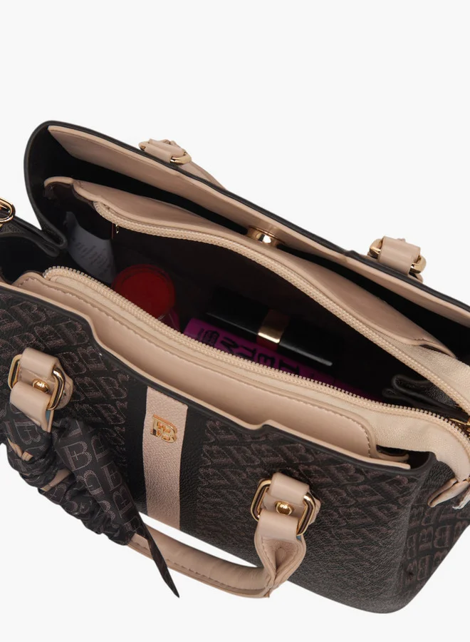 فلورا بيلا من شو إكسبرس Women's Monogram Print Tote Bag with Zip Closure and Scarf Detail