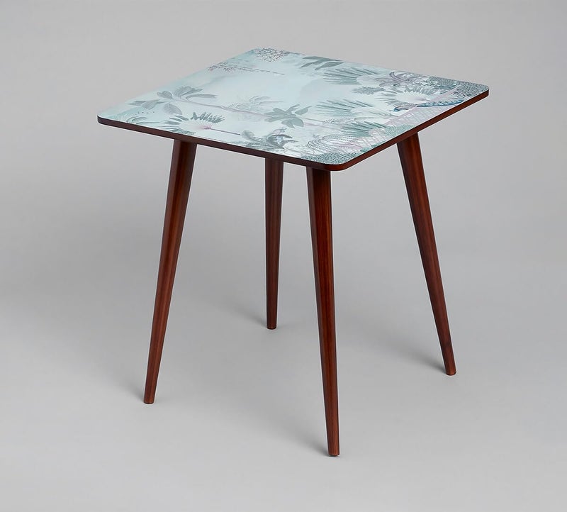 India Circus by Krsnaa Mehta India Circus by Krsnaa Mehta Blooming Meadow Wooden Stool End Table for Living Room BedroomSmall Space Furniture MultiPurpose Nightstand Coffee Square Bed Side Table - Image 2