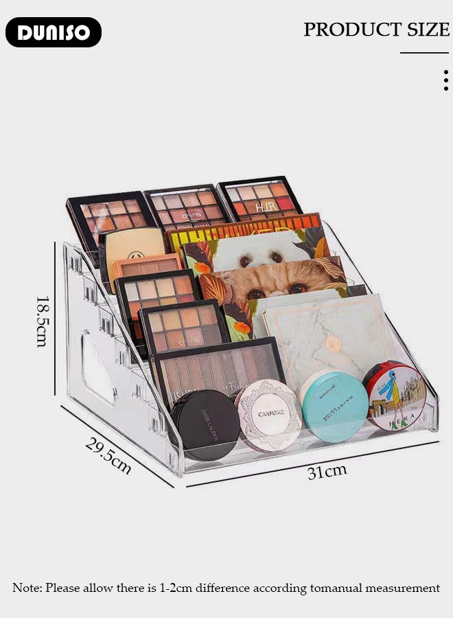 DUNISO منظم مكياج لظلال العيون ومنظم أحمر الشفاه، منظم لوحة مكياج مقسم إلى 7 أقسام، منظم تجميل شفاف لخزانة الماكياج أو سطح الطاولة، تخزين مستحضرات التجميل الحديثة - Image 4