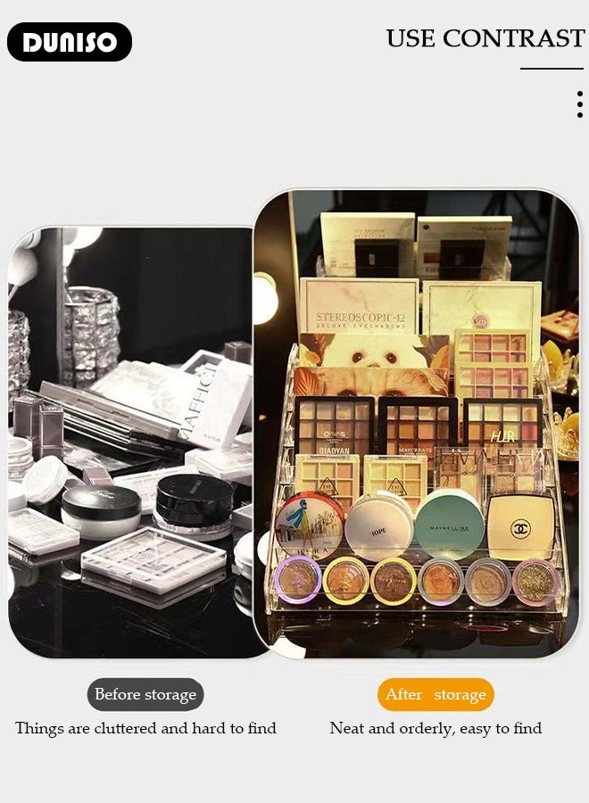 DUNISO منظم مكياج لظلال العيون ومنظم أحمر الشفاه، منظم لوحة مكياج مقسم إلى 7 أقسام، منظم تجميل شفاف لخزانة الماكياج أو سطح الطاولة، تخزين مستحضرات التجميل الحديثة - Image 3