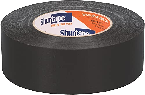 Shurtape شريط لاصق شورتاب PC 009 من الدرجة المقاول، شريط قماش مشترك، للتغليف، الإغلاق، الإصلاح، مقاومة الماء وتثبيت الأغطية البلاستيكية، داخلي/خارجي، 48 مم × 55 م، 9 ميل، أسود، لفة واحدة (152322) - Image 2
