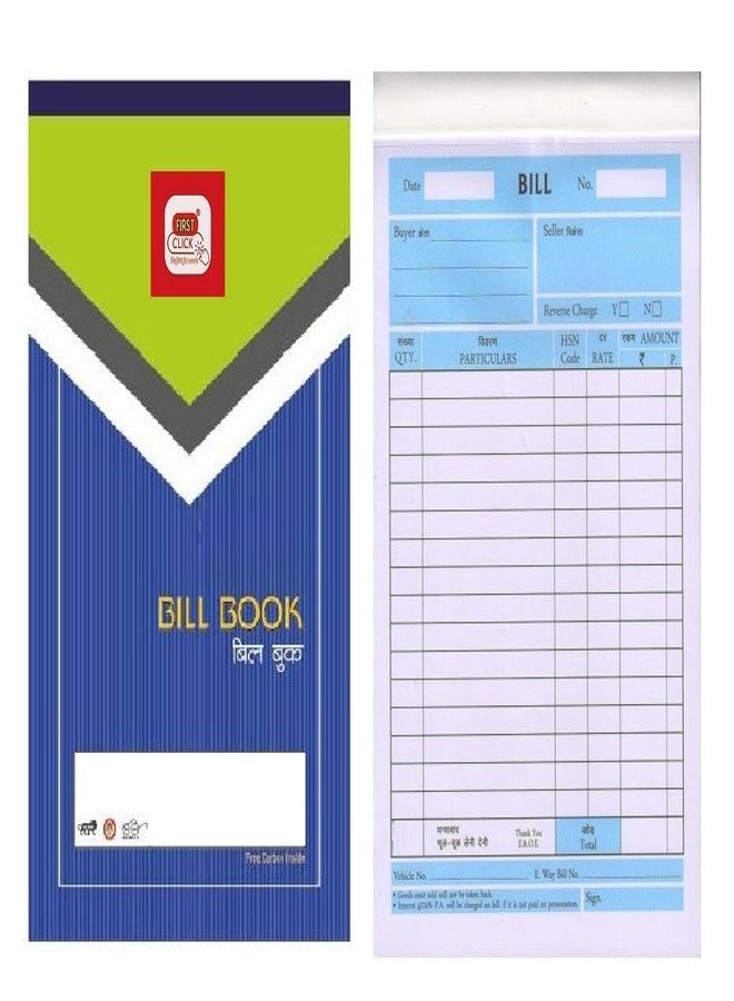 FIRST CLICK Bill Book Sheets 100 x 1 Sets Pre Printed Bill/Invoice Format with Free Carbon Inside Size 22 x 14 cm (100 Printed Format + 100 Plain Sheet) 1 Booklets 100 Sheet in Pack. - Image 1