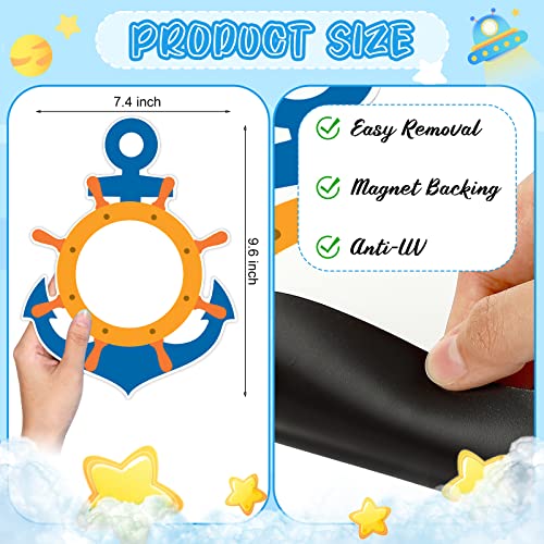 Sabary 2 Pcs Cruise Door Magnets for Cruise Ship Door Decorations Magnetic with 3 Pcs Paint Pens Anchor Steering Wheel Car Magnets Lifebuoy Bowtie Decorations for Carnival (Anchor Style) - Image 2