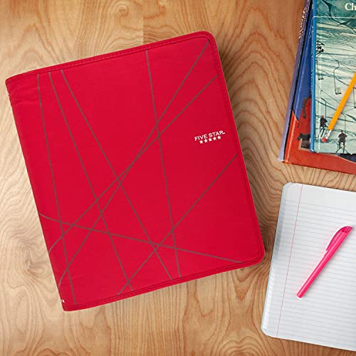 Five Star مجلد سحاب 1-1/2 بوصة من فئة الخمس نجوم، مجلد حلقي، أحمر (72356) - Image 3