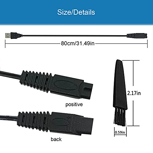 LinMei USB Shaver Charger Compatible with Microtouch Solo Men's Rechargeable Full Body Hair Trimmer Original Replacement 31.5 in Solo Charger Cord with Cleaning Brush - Image 2