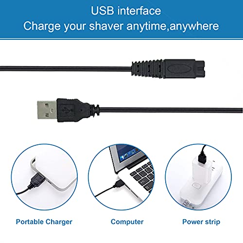 LinMei USB Shaver Charger Compatible with Microtouch Solo Men's Rechargeable Full Body Hair Trimmer Original Replacement 31.5 in Solo Charger Cord with Cleaning Brush - Image 4