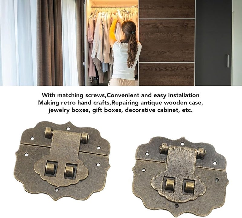 Tyenaza Large 6 Set Antique Jewelry Box Hasp Latch with Screws for Wooden Case - Image 5