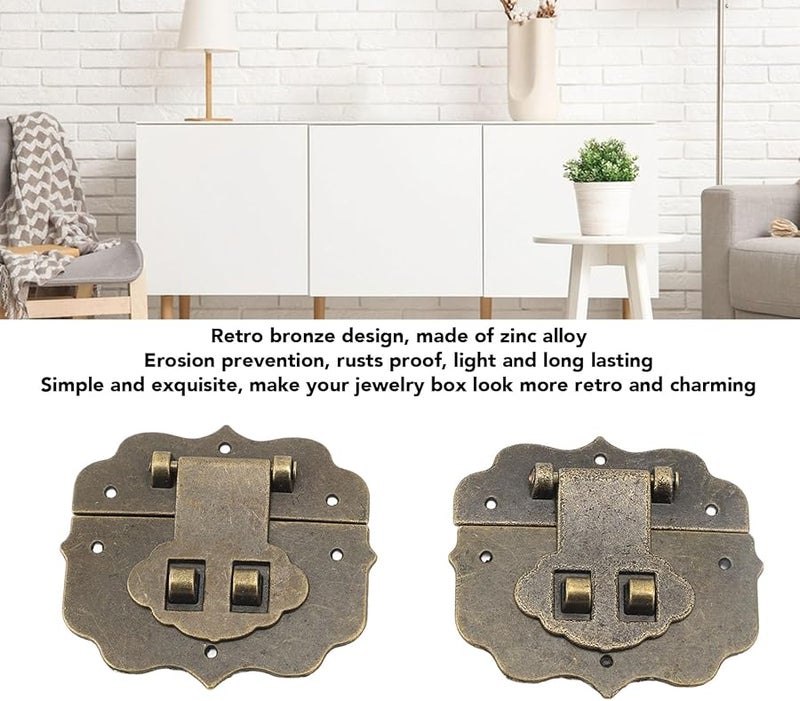 Tyenaza Large 6 Set Antique Jewelry Box Hasp Latch with Screws for Wooden Case - Image 4