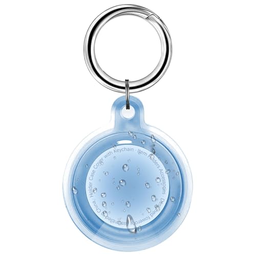 Foweroty IPX8 Waterproof for Airtag Holder, for Apple for Airtags with Keychain, for Air Tag Case for Luggage, Dog Collar, Keys, Anti-Scratch Full Body Protective for Air Tags Holder（Blue） - Image 1