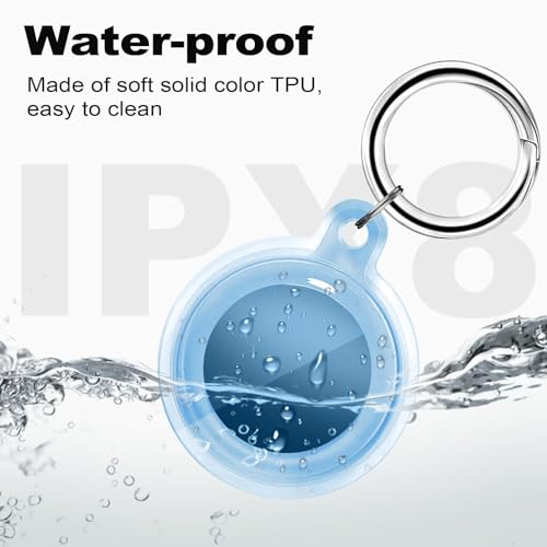 Foweroty IPX8 Waterproof for Airtag Holder, for Apple for Airtags with Keychain, for Air Tag Case for Luggage, Dog Collar, Keys, Anti-Scratch Full Body Protective for Air Tags Holder（Blue） - Image 2