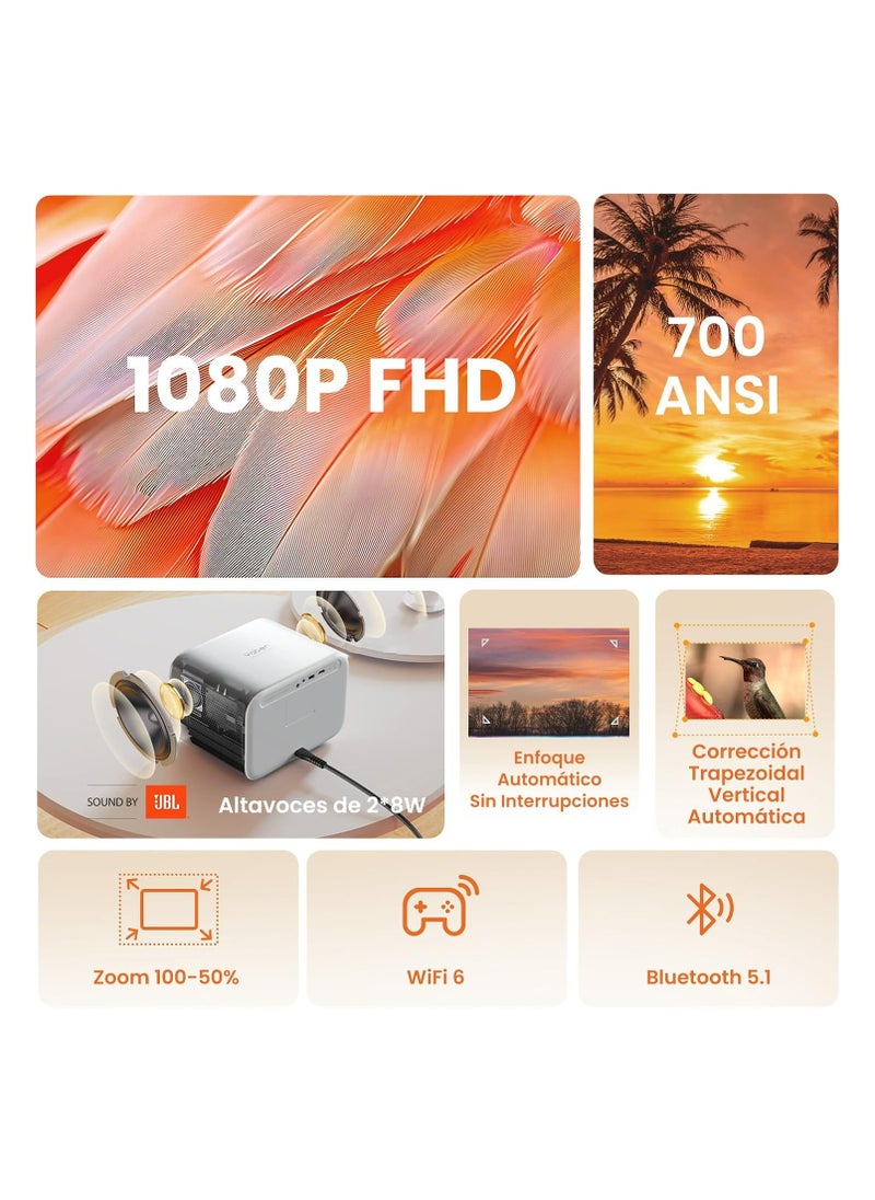 Yaber - Yaber L2 Plus Smart Projector with JBL Stereo Speakers – 700 ANSI Lumens, Full HD 1080P, Built-in Netflix & Apps, Auto Focus & Keystone, Rotatable Stand - Image 1