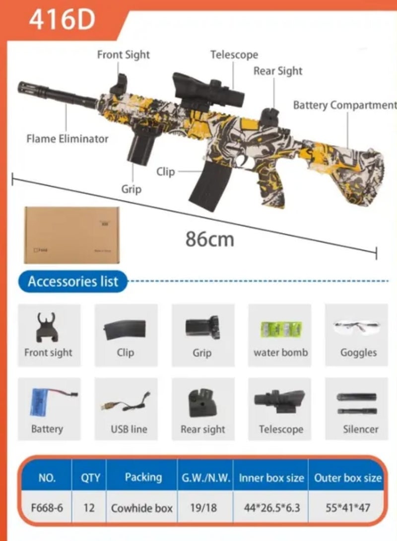 M416 Graffiti Gel Ball Blaster for Kids - Soft Bullet Shooting Game with Long-Range Shooting, Tactical Scope, and Accessories - Image 3