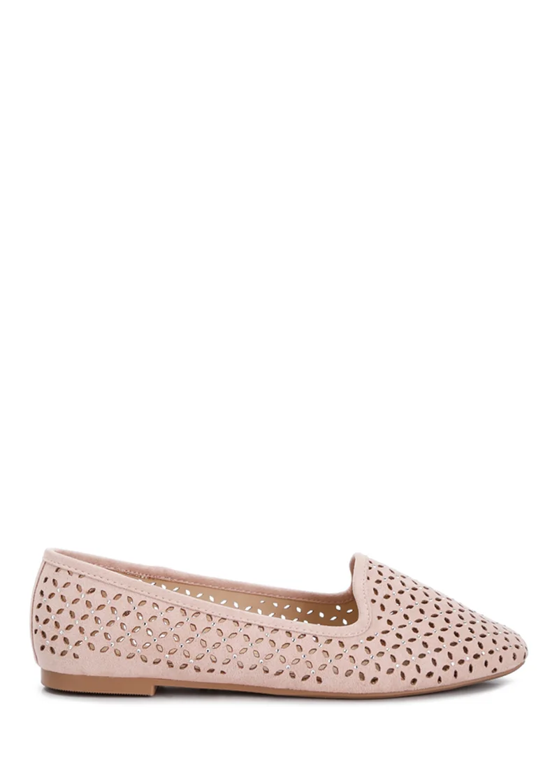 London Rag Women's Perforated Ballerinas in Pink