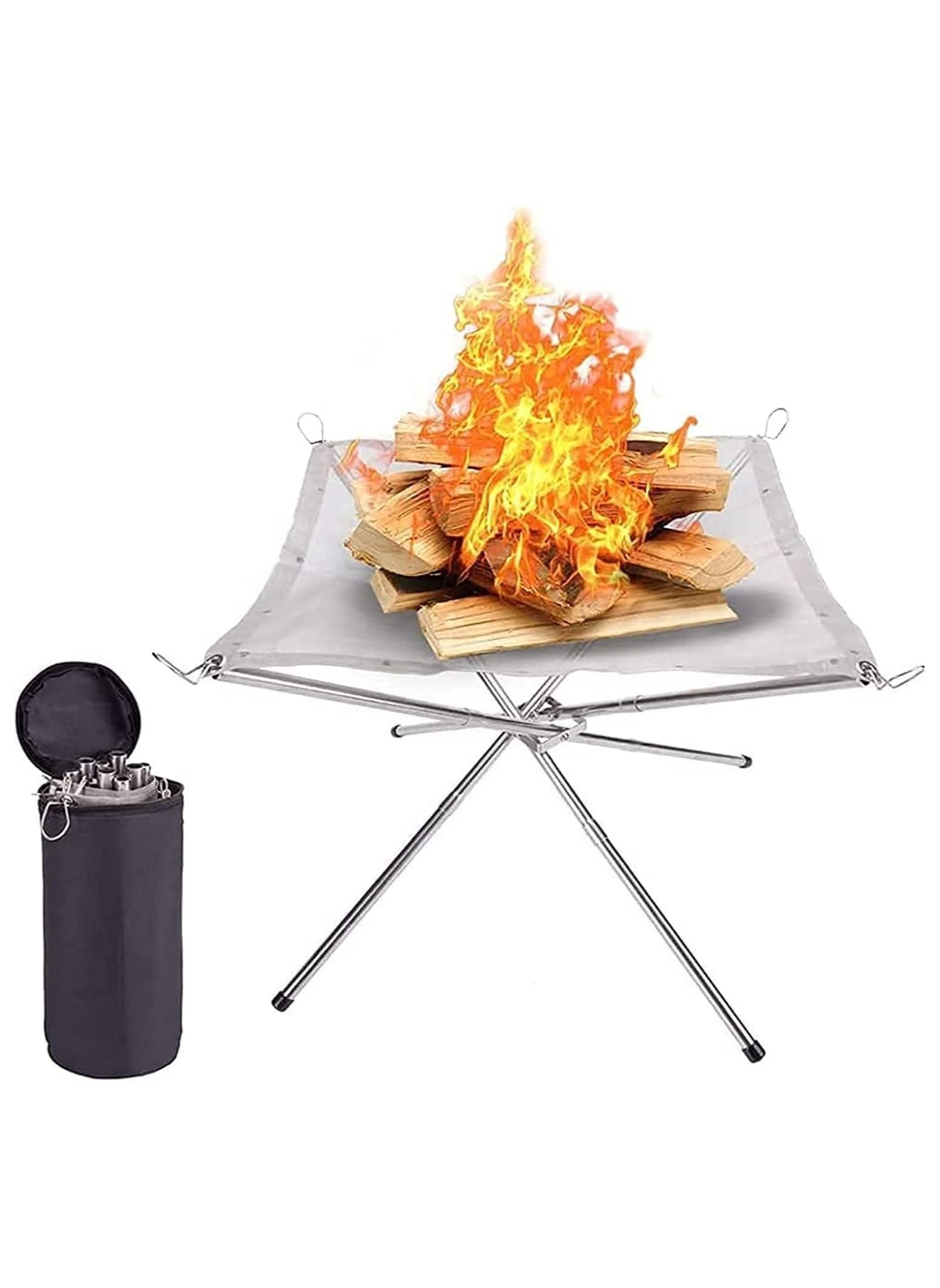 Somerfield Somer Field - Collapsible & Easy to fold Portable Out Door Stainless Steel Mesh Fire Pit - Extra Large - Best for Camping/Out Door Sitting - Best Buy 