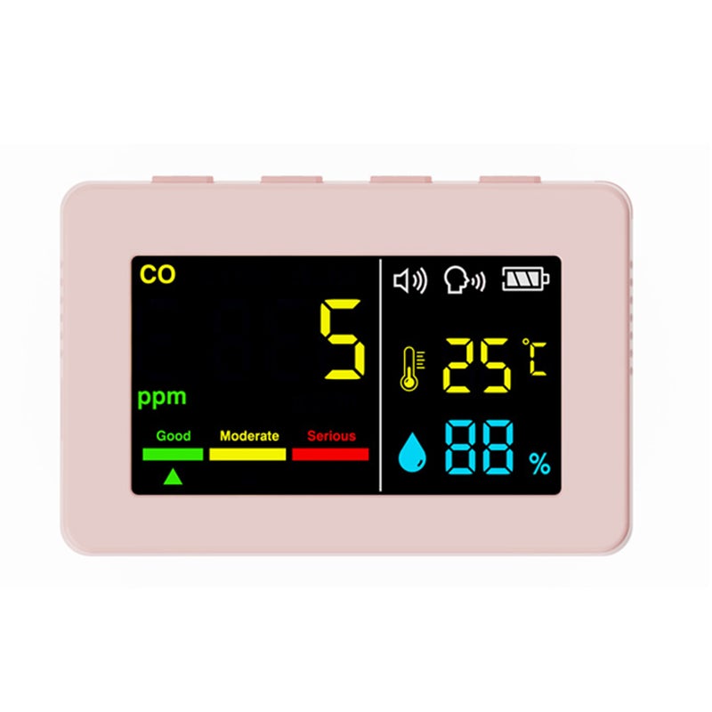 Portable Air Quality Meter 3in1 CO Temperature and Humidity Tester Color Screen Carbon Monoxide Detector with Voice Alarm and Electric Quantity Display Function - Image 1
