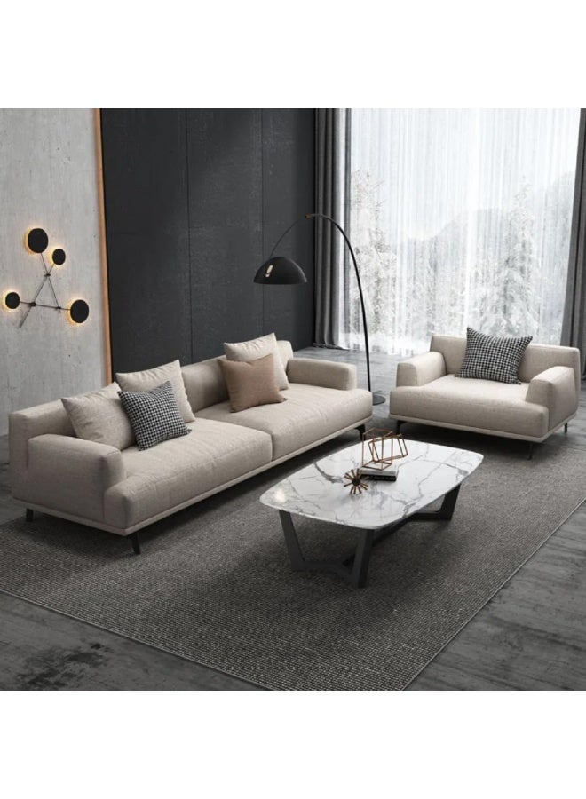 Poppins Home Modern & Sleek Fabric Sofa Set â€“ Includes 3-Seater, 2-Seater & Luxe Armchair  - Image 1