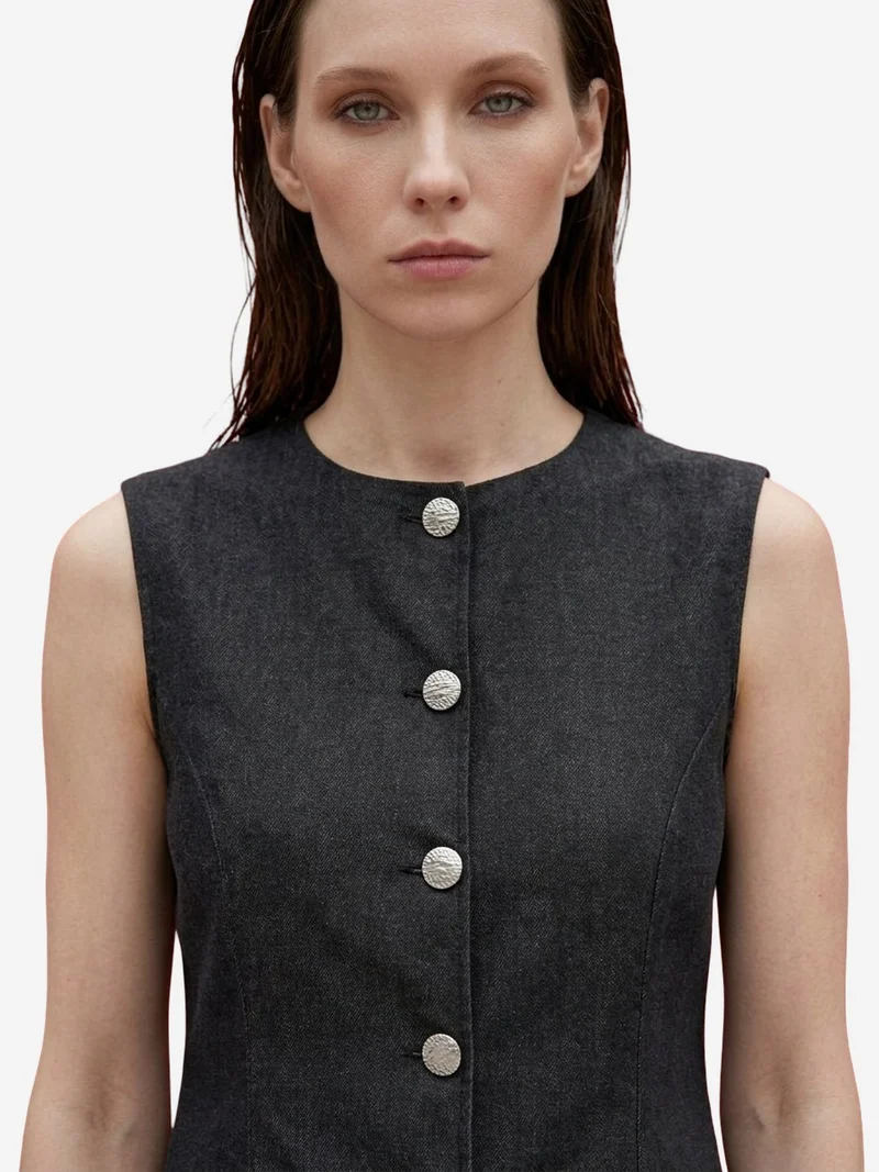 My Fashion Black MY FASHION Cotton Poplin Vest and Wide-Leg Trouser Set for Women | Best Price UAE