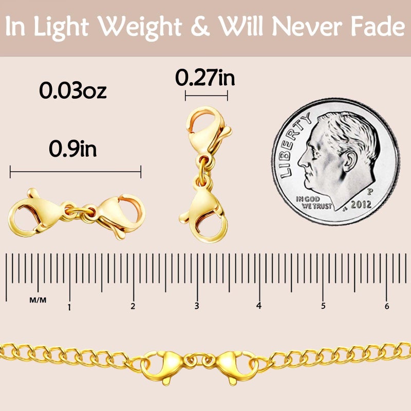 OHINGLT Double Lobster Clasp Necklace Extender Connector Bracelet Extension, Gold and Silver Lobster Claw Clasps for DIY Jewelry Making - Image 3