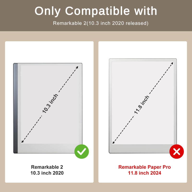 CoBak Premium PU Leather Case for 10.3" Remarkable 2 Tablet (2020) - Folder Design, Slim Hard Shell with Pen Holder, Brown Leather - Image 2
