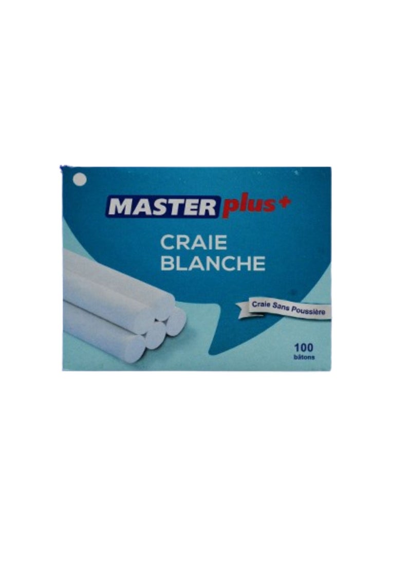 MASTER PLUS Chalks High Quality Dustless coloured Chalks Smooth Writting Calcium Chalks Non Brittle 100 Pieces Box - Image 1
